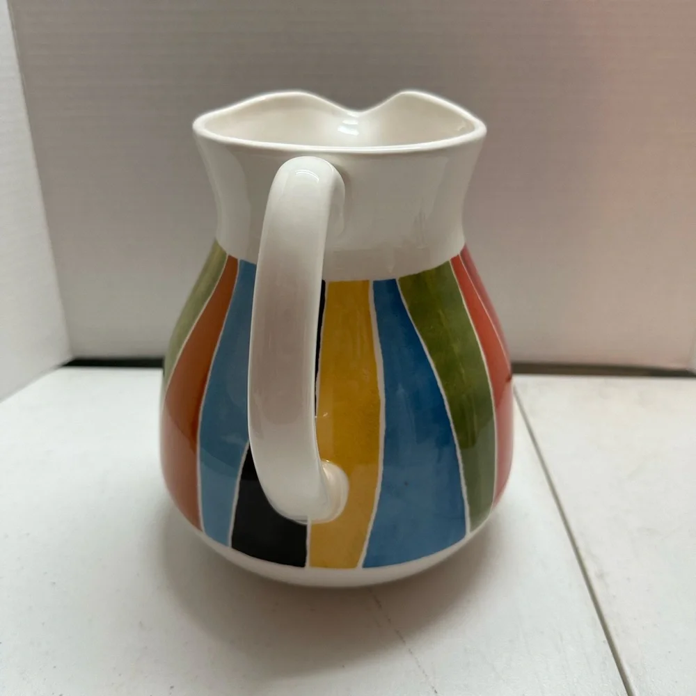 FANDANGO BY CRATE & BARREL EARTHENWARE PITCHER MULTICOLOR RETIRED HTF MI…